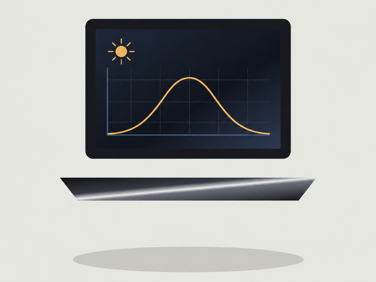 Floating monitor showing a solar production curve